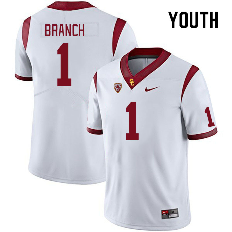 Youth #1 Zachariah Branch USC Trojans College Football Jerseys Stitched Sale-White